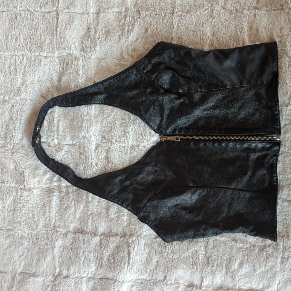 Leather halter crop top size Medium